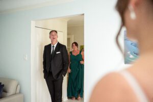Father seeing daughter for the first time on her wedding day in London Ontario.