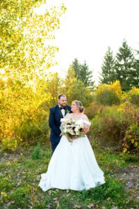 Couple together at golden hour at Bellamere Winery and Event Centre.