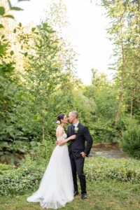 Bride and groom nose to nose at Benmiller Inn.